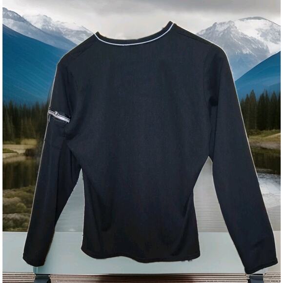 Pearl Izumi Cycling Shirt Women Large Black V-Neck Zip Pocket Long Sleeve EUC - Picture 2 of 7
